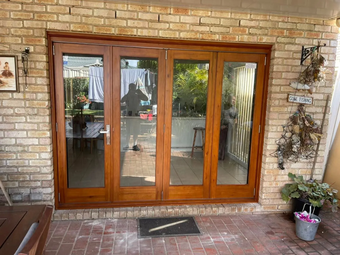 The same entry with new timber French doors and sidelights